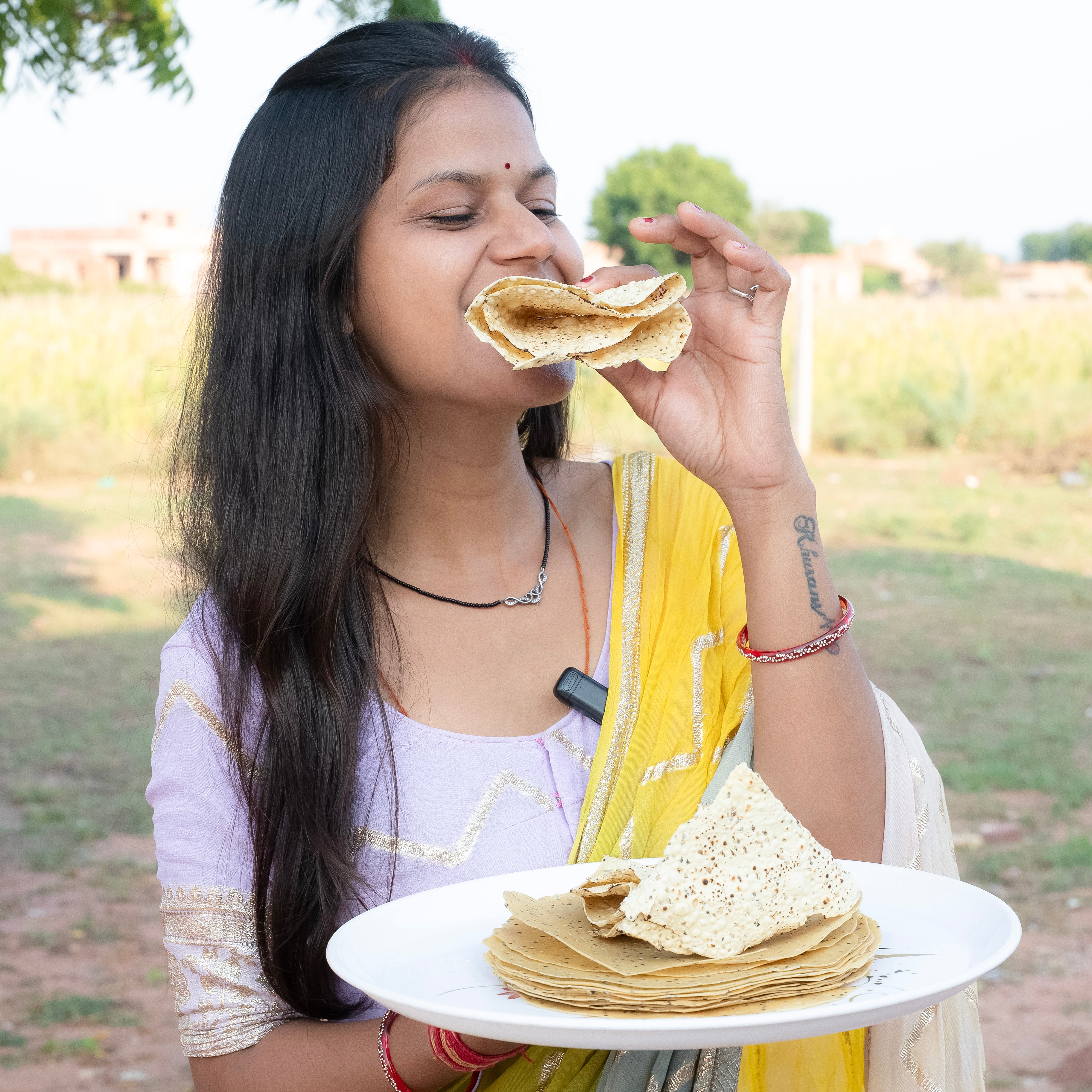 Chana Lahsun Papad  Spicy & Crispy Homemade Taste Mathaniya Organic