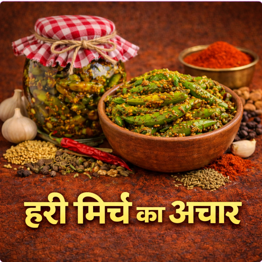 Homemade Hari Mirchi Pickle | Traditional Indian Green Chilli Achar