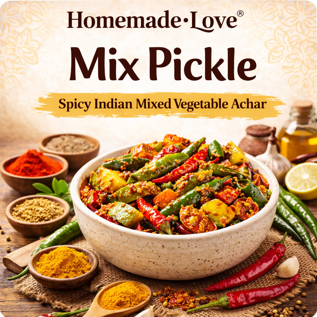 Homemade Mix Pickle | Spicy Indian Mixed Vegetable Achar in Mustard Oil