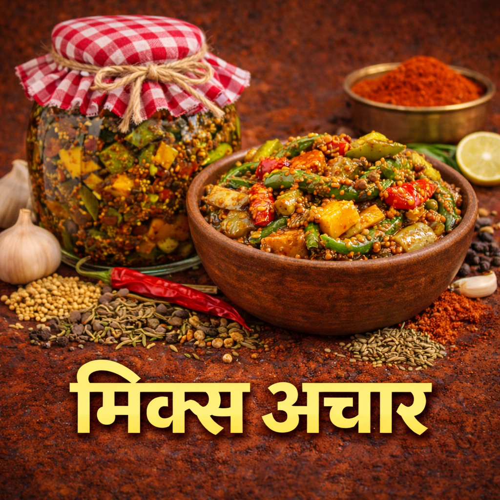 Homemade Mix Pickle | Spicy Indian Mixed Vegetable Achar in Mustard Oil