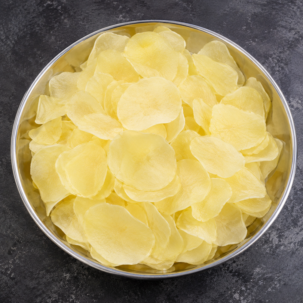 Ready To Fry Aloo Wafers | Premium Potato Fryums | Crispy Homemade Snacks