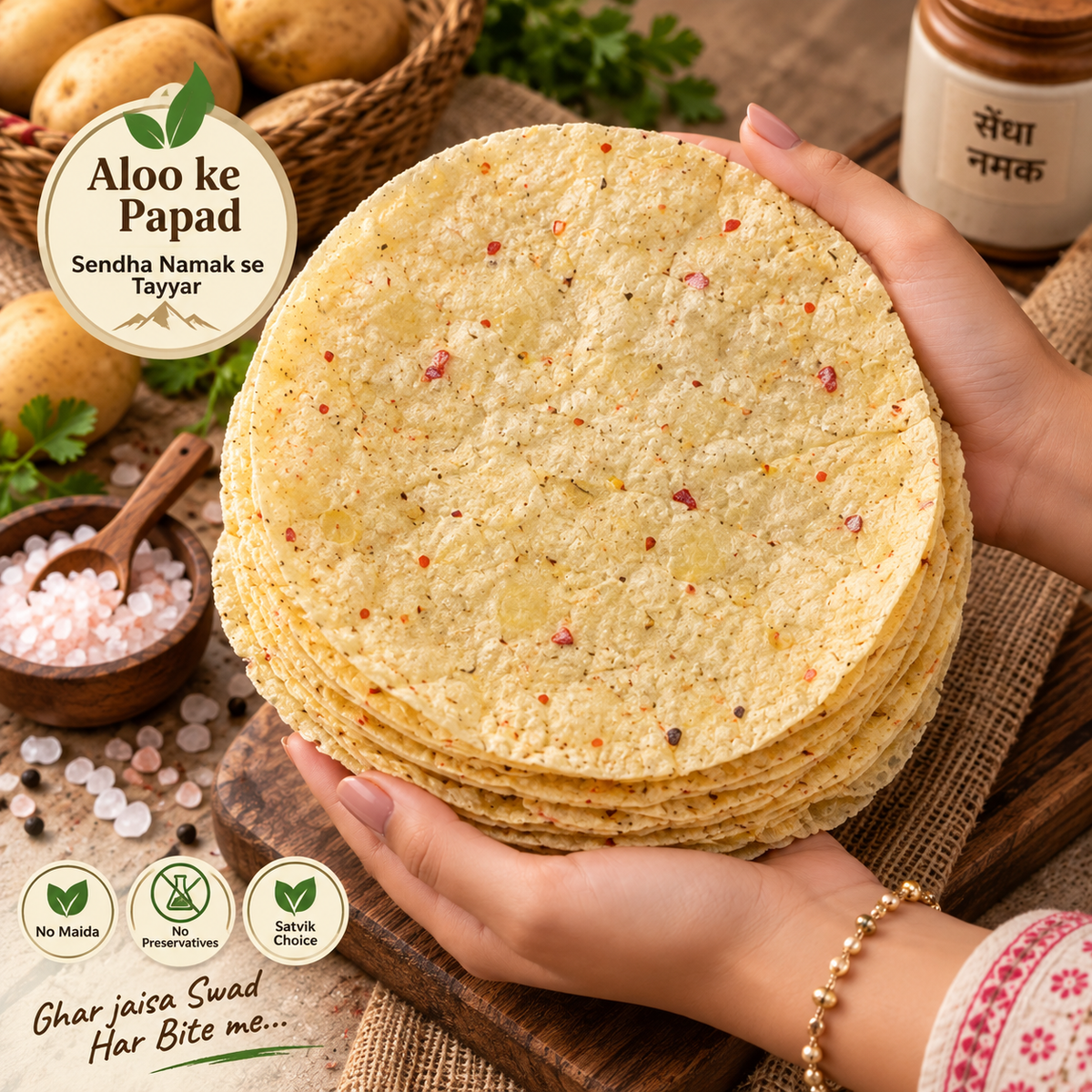 Navratri Special Aloo Papad | Sendha Namak Aloo Papad for Upvas